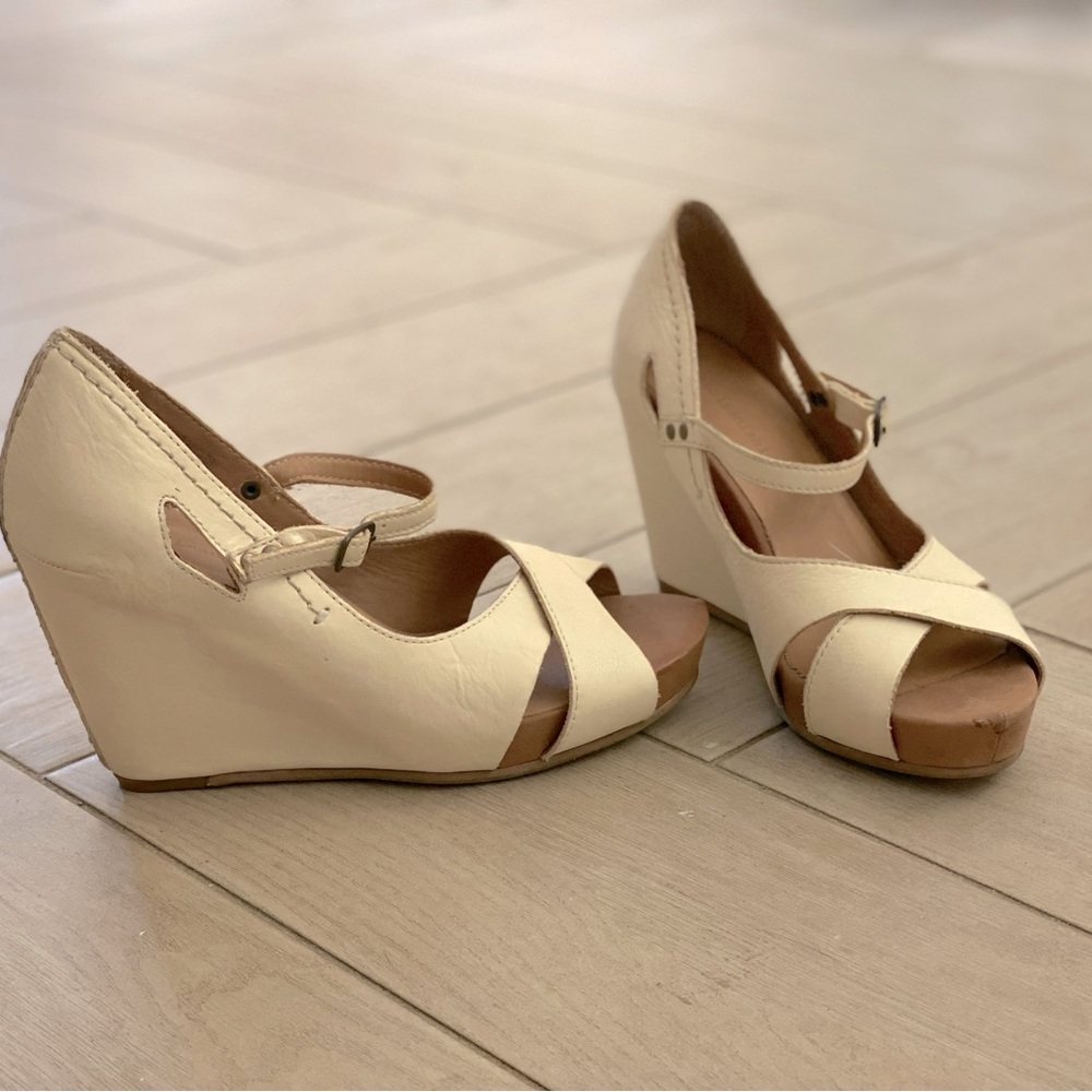 Cream Leather Wedge, Vintage Anthro Yuko Imanishi